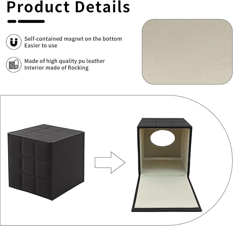 XNONE Tissue Box Cover Square Tissue Box Holder PU Leather Facial Organizer with Magnetic Bottom,Decorative Napkin Caddy for Vanity Dresser Night Stand Table Countertop Home Office Car,Black - Image 5